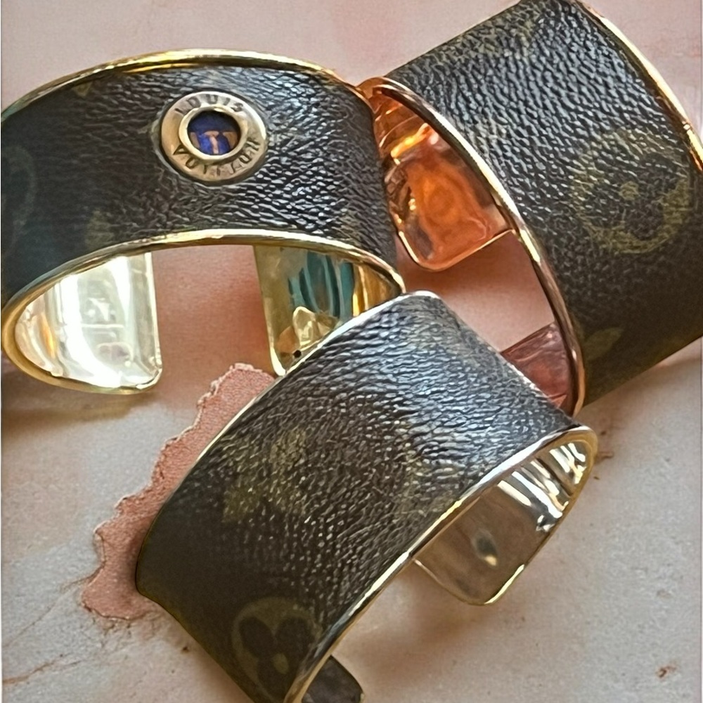 Louis Vuitton Monogram Authentic Leather on a RoseGold Cuff - Picture 3 of 5